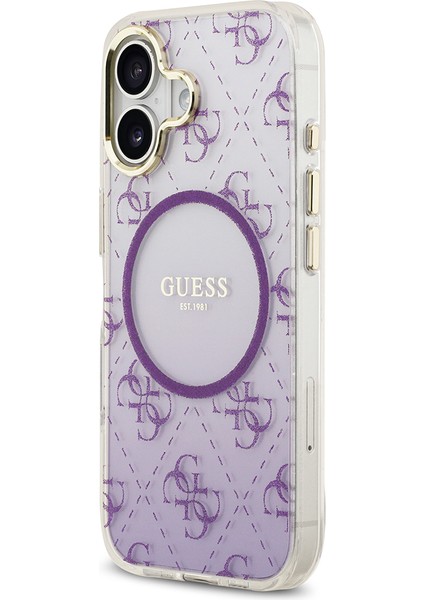 iPhone 17 Uyumlu Kılıf Guess Orjinal Lisanslı M-Safe Özellikli 4g Desenli Simli Silikon Kapak Mor fiyatları