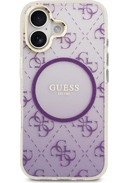 iPhone 17 Uyumlu Kılıf Guess Orjinal Lisanslı M-Safe Özellikli 4g Desenli Simli Silikon Kapak Mor modelleri