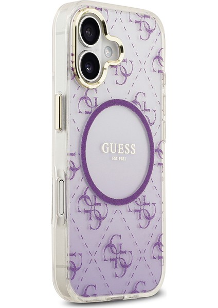 iPhone 17 Uyumlu Kılıf Guess Orjinal Lisanslı M-Safe Özellikli 4g Desenli Simli Silikon Kapak Mor fırsatları