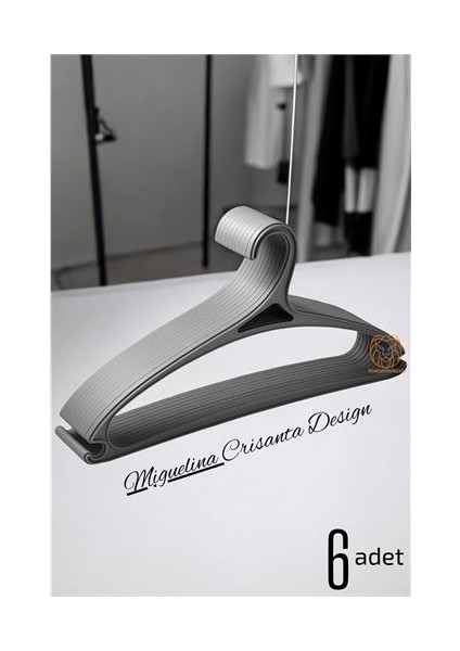 Hsnet Tasarım Askı Seti 6 Adet Elbise Askısı M.crisanta Gri - M457K918-R12457
