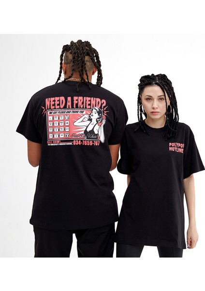 Need A Friend Siyah Regular Fit T-Shirt