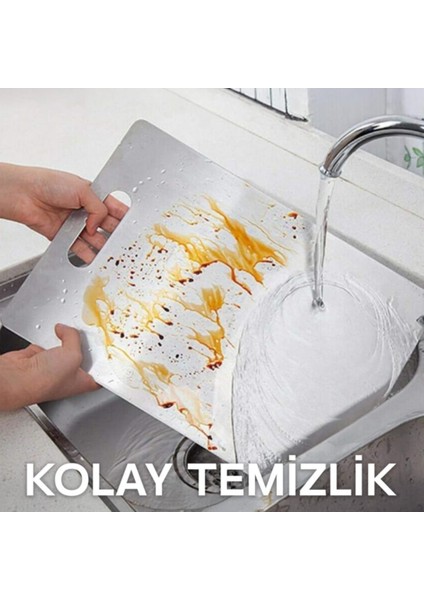 3'lü Paslanmaz Çelik Kesme Tahtası Seti (34X23 - 30X20 - 25X15 Cm) | Kaymaz Silikon Ayaklı, Dayanıklı ve Hijyenik Mutfak Kesim Tahtası modelleri