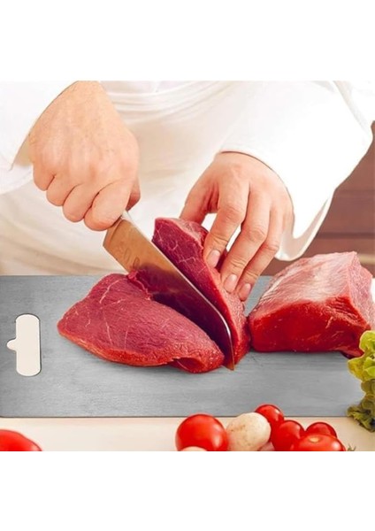 3'lü Paslanmaz Çelik Kesme Tahtası Seti (34X23 - 30X20 - 25X15 Cm) | Kaymaz Silikon Ayaklı, Dayanıklı ve Hijyenik Mutfak Kesim Tahtası indirimleri