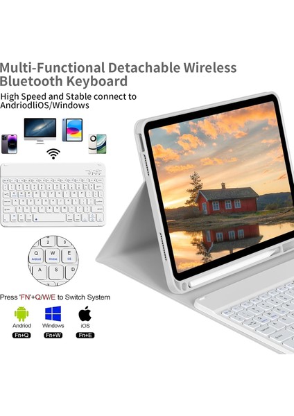 Apple iPad 11. Nesil A16 2025 / 10. Nesil Uyumlu Tablet Klavyeli Kılıf Kablosuz Bluetooth Özellikli Manyetik Standlı Q Kalem Bölmeli Klavyeli Tablet Kılıfı indirimleri