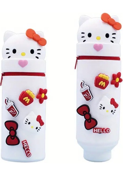 Çocuk Kalem Kutusu Yuvarlak Hello Kitty Figürlü Silikon