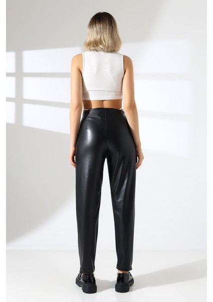 Deri Pantolon Paça Pens Detaylı