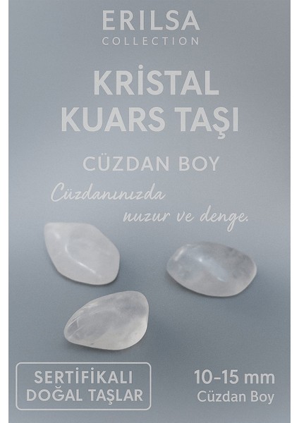 Sertifikalı Kristal Kuvars Taşı Kütle 10-15 mm Cüzdan Boy – Niyet Güçlendirme ve Denge Taşı