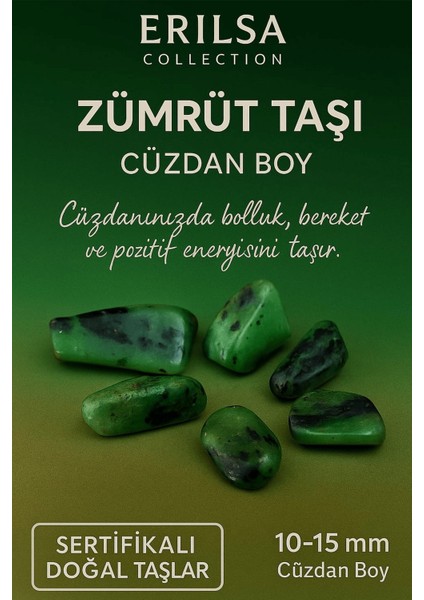 Sertifikalı Zümrüt Taşı Kütle 10-15 mm – Bolluk Şans ve Huzur Taşı