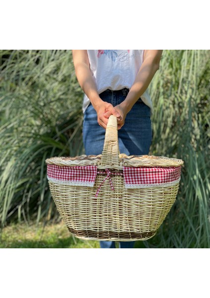 Kapaklı Içi Fisto Örtülü Hasır Xxl Büyük Boy Piknik Sepeti modelleri