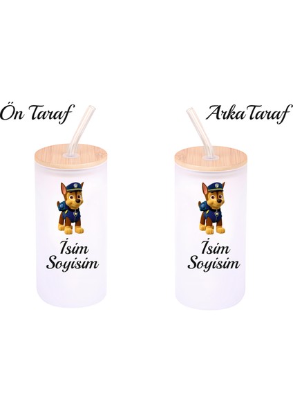 Kişiye Özel Pawpatrol Temalı Buzlu Pipetli Cam Suluk