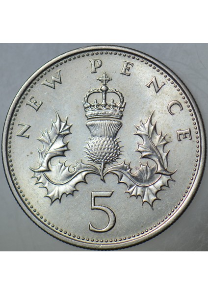 Birleşik Krallık 5 Pence 1969 Kraliçe Iı. Elizabeth. Ingiltere 23,6 mm Çilaltı+ fiyatları