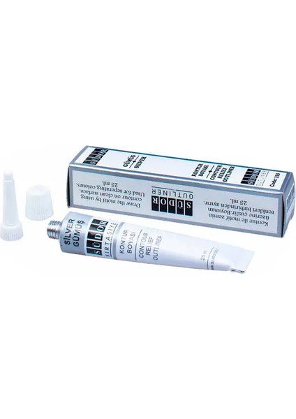 Kontur Boyası Gümüş 25 ml x 24 Lü Paket Siyah Renk