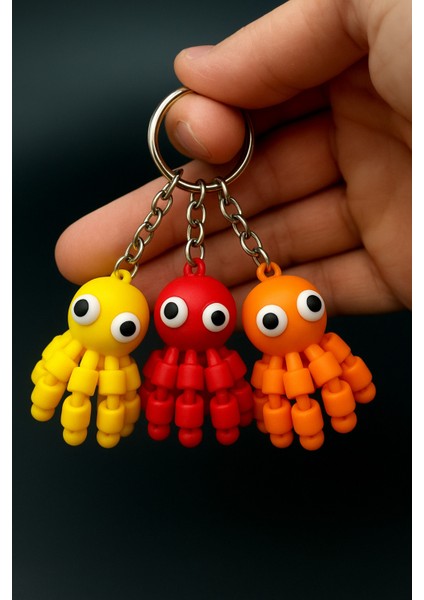 3'lü Renkli Ahtapot Anahtarlık Seti – Özel Tasarım 3D Baskı modelleri