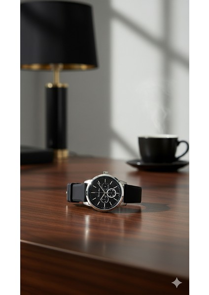 Erkek Kol Saati Gümüş Renk, Siyah Kadran - Şık Silikon Kordon, 2 Yıl Garantili fiyatları