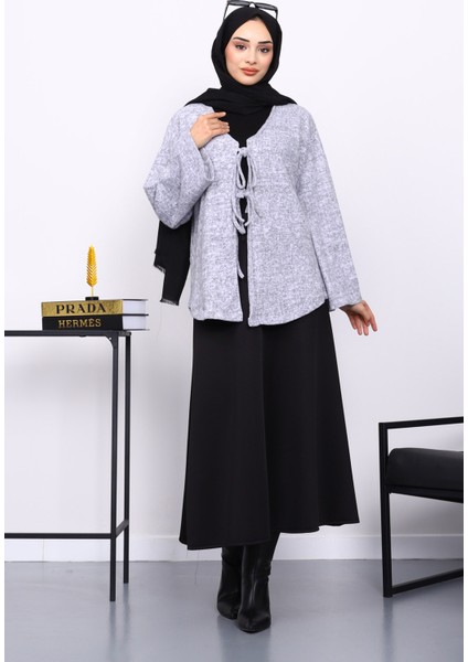 Gri Ön Bağlamalı Yumoş Kimono fiyatları