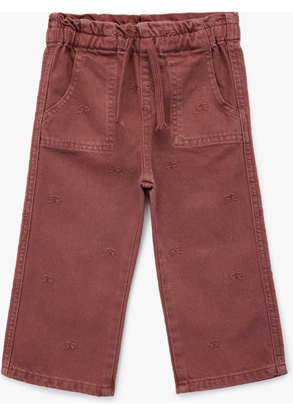 Pamuklu Loose Fit Beli Bağcıklı Cepli Denim Pantolon