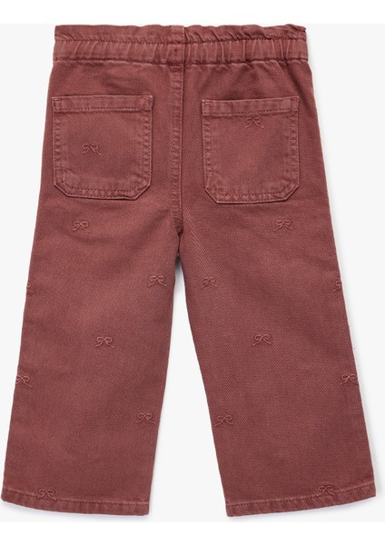 Pamuklu Loose Fit Beli Bağcıklı Cepli Denim Pantolon fiyatları