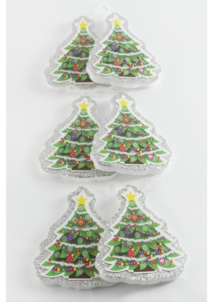 6 Adet Çaç Ağacı Simli Yılbaşı Ağaç Süsü 10 cm fiyatları