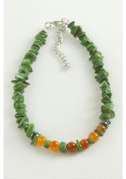 Çakra Yeşim Kırık Doğaltaş Kolye