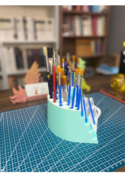 🎨 Pastel Mavi Çekmeceli Fırçalık Standı – 21+3+2 Bölmeli fırsatları