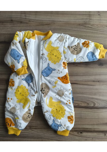 Laura Baby Aslan Desenli Uzun Kollu Erkek Bebek Uyku Tulumu (Pijama Tulum)