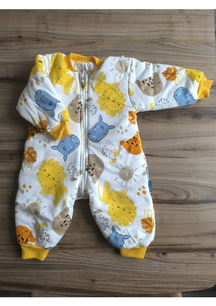 Laura Baby Aslan Desenli Uzun Kollu Erkek Bebek Uyku Tulumu (Pijama Tulum)
