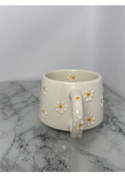 Seramik El Yapımı Papatya Desenli Bardak | Yelkovanstudio fiyatları