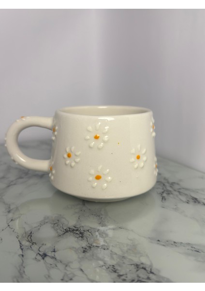 Seramik El Yapımı Papatya Desenli Bardak | Yelkovanstudio modelleri