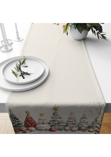Dijital Baskılı Runner - Yılbaşı / Christmas Desenli - 140X40 cm