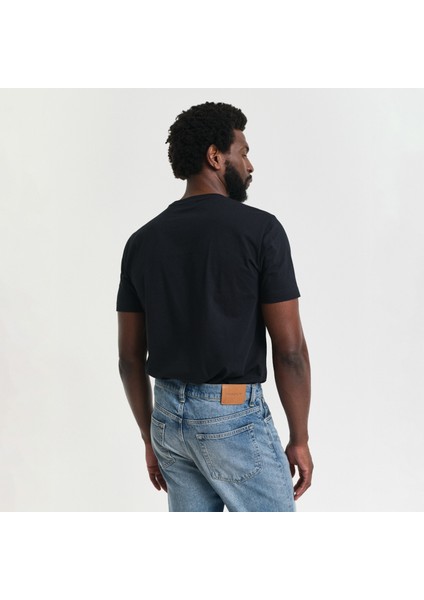 Erkek Siyah Regular Fit Bisiklet Yaka Logolu T-Shirt fiyatları