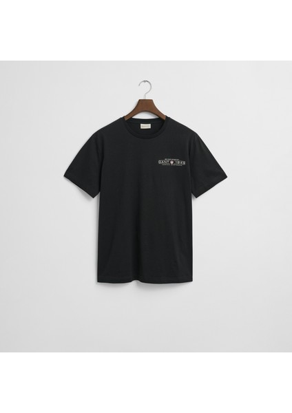 Erkek Siyah Regular Fit Bisiklet Yaka Logolu T-Shirt fırsatları