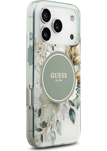 iPhone 17 Pro Max Uyumlu Kılıf Guess Lisanslı M-Safe Şarj Özellikli Flower Tonal Circle Kapak Yeşil fırsatları