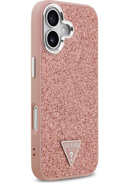 iPhone 17 Uyumlu Kılıf Guess Lisanslı M-Safeli Metal Kamera Çerçeveli Üçgen Logolu Glitter Pembe fırsatları