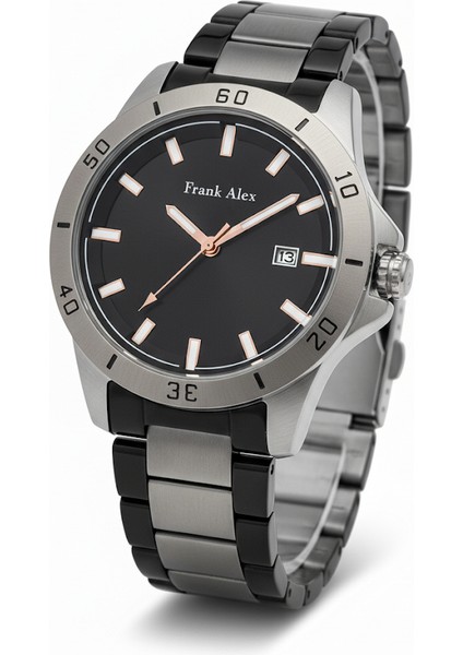 Erkek Kol Saati Gümüş Renk, Siyah Kadran - Şık Metal Kordon, 2 Yıl Garantili