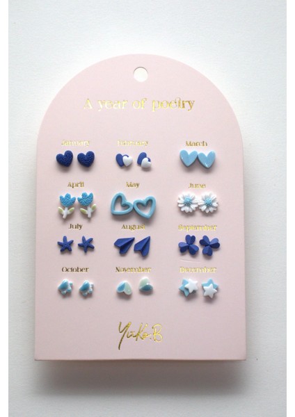 12 Çift Seramik Küpe Setiyıl Temalı Mavi fiyatları