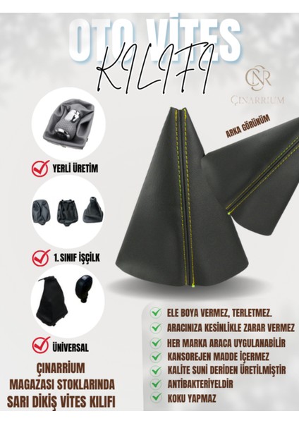 Porsche 911 Siyah Deri Prime Tasarım Sarı Spor Dikiş Vites Körüğü