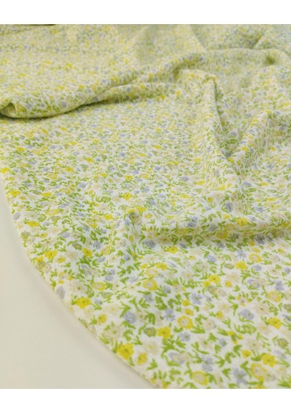 Sarı Lila Çiçekli Bürümcüklü Jarse En: 150 cm