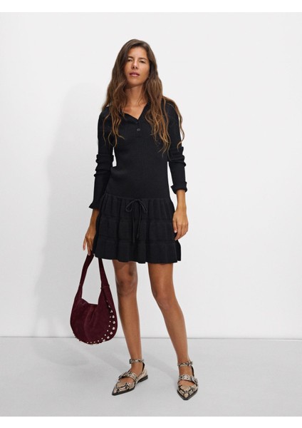 Uzun Kollu Triko Midi Elbise