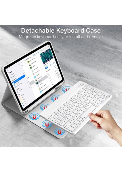 Apple iPad 11. Nesil A16 2025 / 10. Nesil Uyumlu Tablet Klavyeli Kılıf Kablosuz Bluetooth Özellikli Manyetik Standlı Q Kalem Bölmeli Klavyeli Tablet Kılıfı modelleri