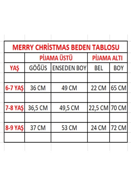 Merry Christmas Desenli Unisex Yılbaşı Noel Temalı Çocuk Pijama Takımı 6-9 Yaş fiyatları