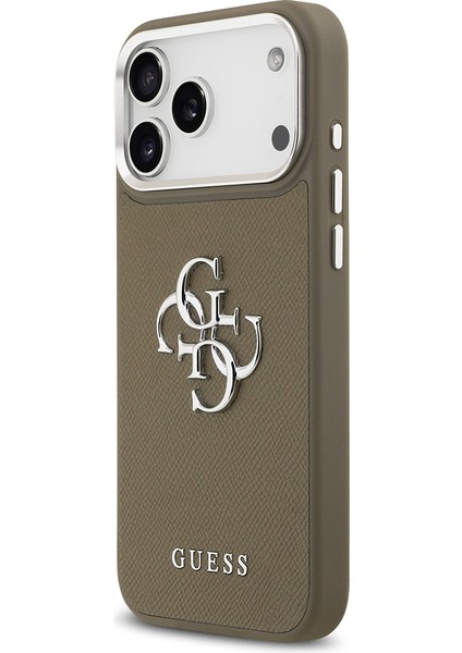 iPhone 17 Pro Max Uyumlu Kılıf Guess Orjinal Lisanslı Grained 4g Metal Büyük Logolu Kapak Kahverengi fiyatları