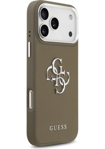 iPhone 17 Pro Max Uyumlu Kılıf Guess Orjinal Lisanslı Grained 4g Metal Büyük Logolu Kapak Kahverengi fırsatları