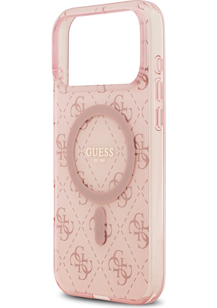 iPhone 17 Pro Uyumlu Kılıf Guess Lisanslı M-Safeli Iml Baskılı Klasik Logolu 4g Desenli Kapak Pembe