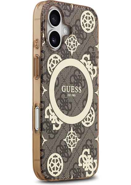 iPhone 17 Uyumlu Kılıf Guess Lisanslı M-Safeli Iml Peony ve 4g Desenli Klasik Logolu Kahverengi fırsatları