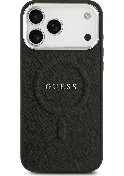 iPhone 17 Pro Max Uyumlu Kılıf Guess Lisanslı M-Safe Özellikli Klasik Yazı Logolu Pu Kapak Siyah modelleri