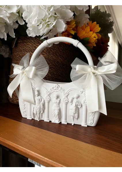 Gelin Çantası Taşlı Fiyonklu Beyaz Çanta modelleri