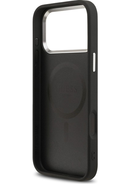 iPhone 17 Pro Max Uyumlu Kılıf Guess Lisanslı M-Safe Özellikli Klasik Yazı Logolu Pu Kapak Siyah