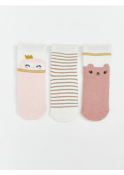 Desenli Kız Bebek Havlu Soket Çorap 3'lü (W5)