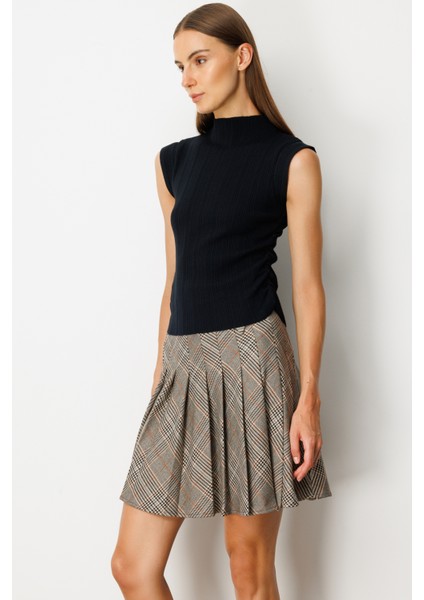 Kadın Yanları Büzgülü Kolsuz Triko Kazak 65355 Siyah fiyatları