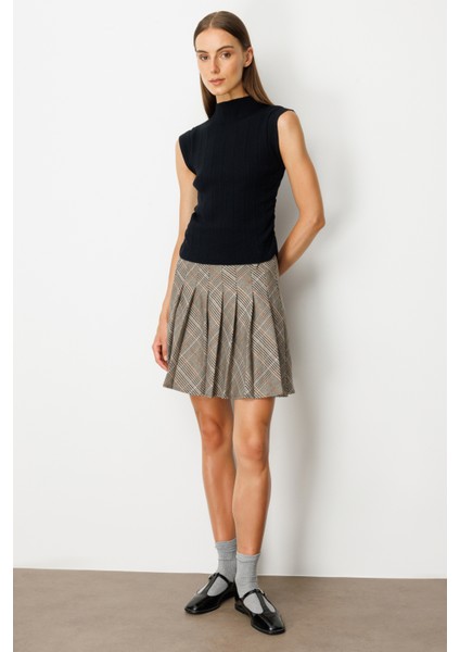 Kadın Yanları Büzgülü Kolsuz Triko Kazak 65355 Siyah modelleri